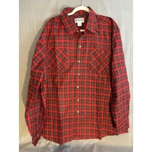 Holiday Red Men's XX Flannel Snap Red Black Plaid Long Sleeve Western nice gift.